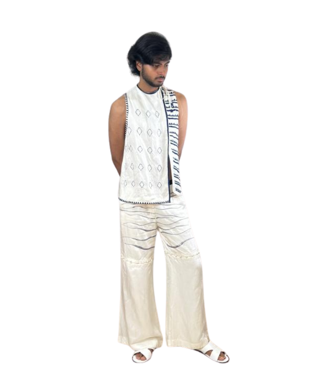 Hand Embroidered Wide-Leg Convertible Pants