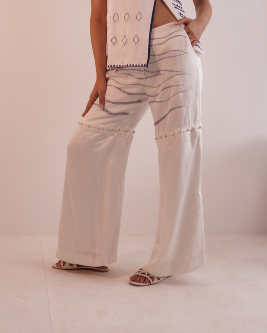 Hand Embroidered Wide-Leg Convertible Pants