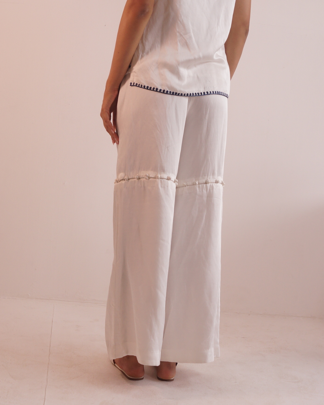 Hand Embroidered Wide-Leg Convertible Pants
