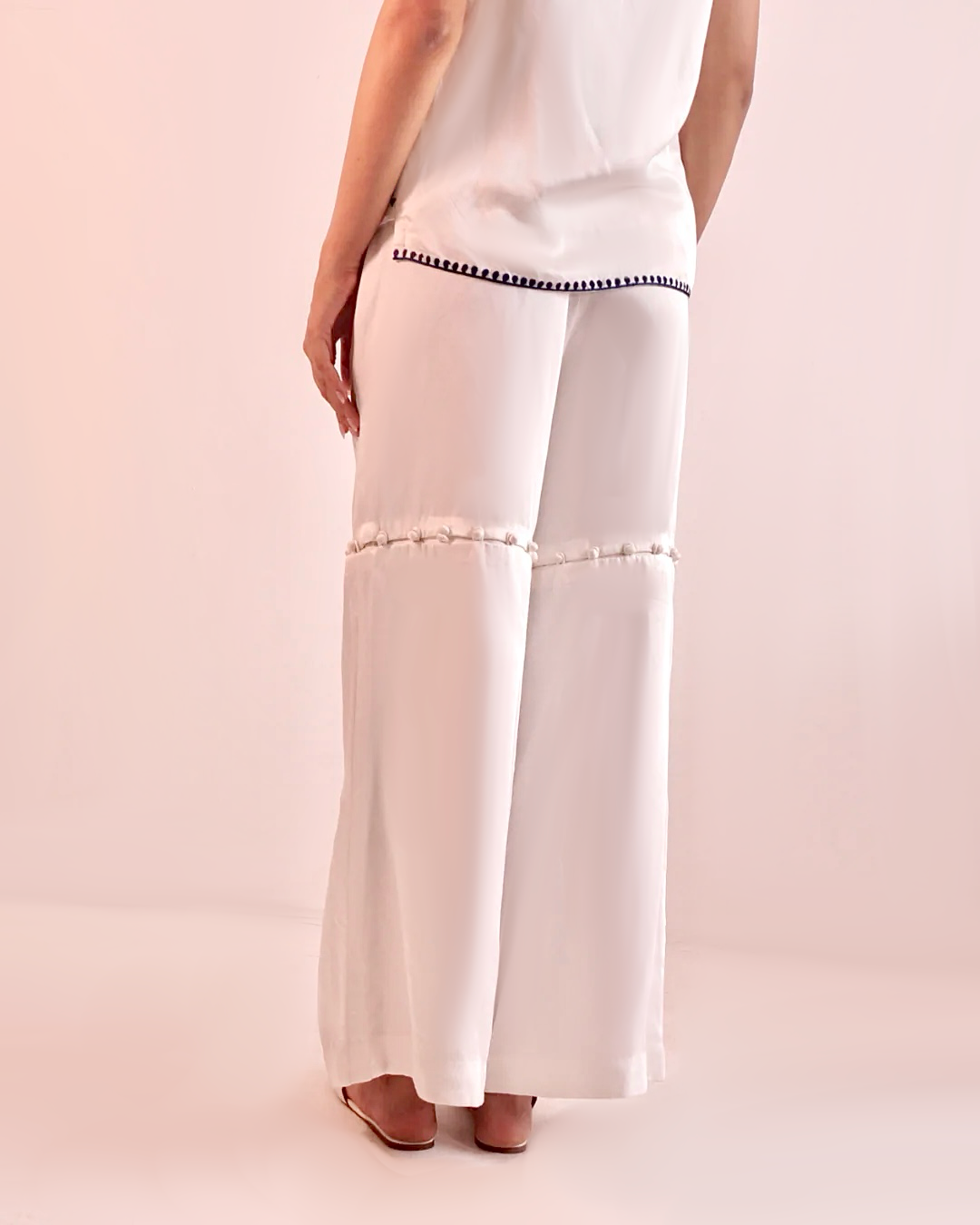 Hand Embroidered Wide-Leg Convertible Pants