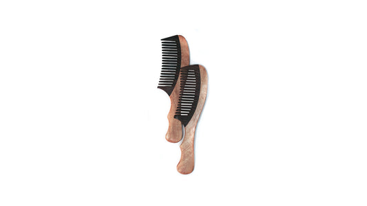 Curvy black and brown Rose wood & Natural Neem comb (pack of 4)